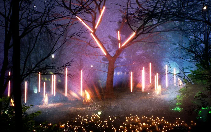 呼応する光の木